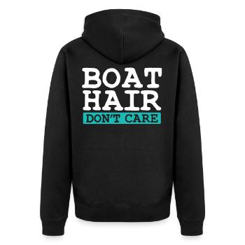Boot - Unisex Premium Bio Zip Hoodie - Schwarz - Hinten - Nico (187cm)