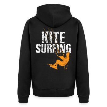 Kite surfing - Unisex Premium Organic Zip Hoodie - black - Back - Nico (187cm)
