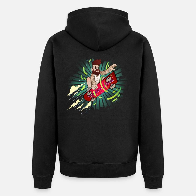 Garçon sur skateboard - Veste à capuche bio Premium Unisexe - noir