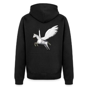 Pegasus, Pferd, Fliegendes Pferd, Pferd mit Flügel - Unisex Premium Bio Zip Hoodie - Schwarz - Hinten - Nico (187cm)