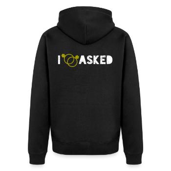 Annonce des fiançailles - Veste à capuche bio Premium Unisexe - noir - Dos - Nico (187cm)