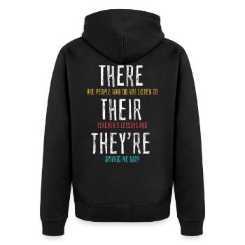 Professeur d'anglais de grammaire - Veste à capuche bio Premium Unisexe - noir - Dos - Nico (187cm)