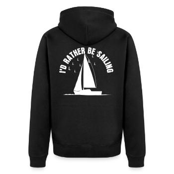 Segelboot - Unisex Premium Bio Zip Hoodie - Schwarz - Hinten - Nico (187cm)