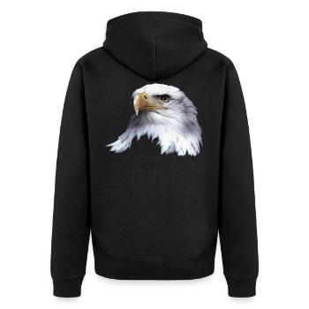 Tier,Tiere,Vogel,Adler,See Adler,Natur,Umwelt,Kopf - Unisex Premium Bio Zip Hoodie - Schwarz - Hinten - Nico (187cm)