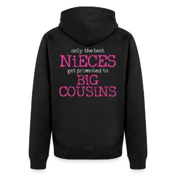 Big Cousins Baby Ankündigung - Unisex Premium Bio Zip Hoodie - Schwarz - Hinten - Nico (187cm)