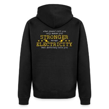 Elektriker Sparky Electric T-Shirt - Unisex Premium Bio Zip Hoodie - Schwarz - Hinten - Nico (187cm)