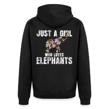 Elefant Blumenmuster Tier - Unisex Premium Bio Zip Hoodie - Schwarz - Hinten - Nico (187cm)