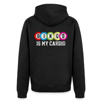Bingo Bingo Balls Cardio Bingo - Unisex Premium Organic Zip Hoodie - black - Back - Nico (187cm)