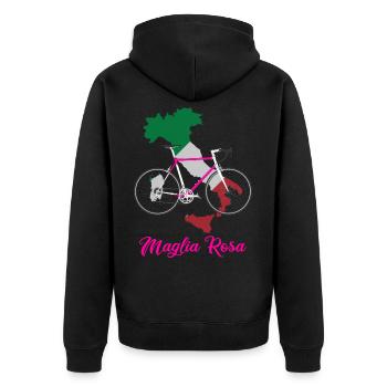Rennrad Maglia Rosa Italiano Italien Radfahren - Unisex Premium Bio Zip Hoodie - Schwarz - Hinten - Nico (187cm)