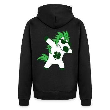 Le jour de la Saint Patrick dabs shamrock licorne - Veste à capuche bio Premium Unisexe - noir - Dos - Nico (187cm)