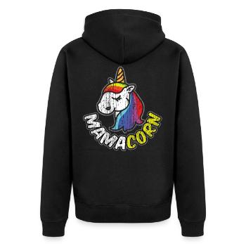 Muttertag Mama Corn Unicorn Rainbow Mom - Unisex Premium Bio Zip Hoodie - Schwarz - Hinten - Nico (187cm)