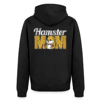 Hamster - Unisex Premium Bio Zip Hoodie - Schwarz - Hinten - Nico (187cm)