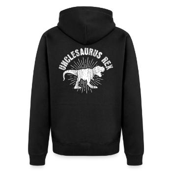 Onkel - Unisex Premium Bio Zip Hoodie - Schwarz - Hinten - Nico (187cm)