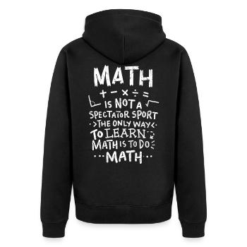 Mathelehrer - Unisex Premium Bio Zip Hoodie - Schwarz - Hinten - Nico (187cm)