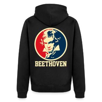 Beethoven - Unisex Premium Organic Zip Hoodie - black - Back - Nico (187cm)