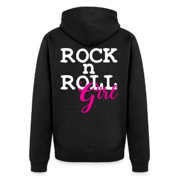 Rock'n'Roll - Unisex Premium Organic Zip Hoodie - black - Back - Nico (187cm)