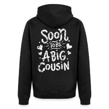 Großes Cousin T-Shirt werden bald T-shirt Lustiges - Unisex Premium Bio Zip Hoodie - Schwarz - Hinten - Nico (187cm)