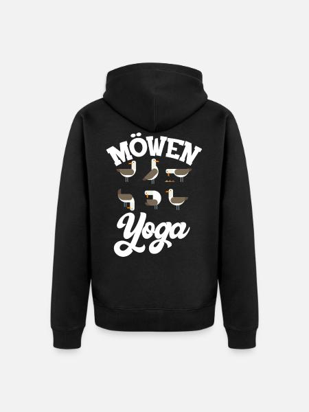 Möwen Yoga lustiges Geschenk für Norddeutschen - Unisex Premium Bio Zip Hoodie - Schwarz
