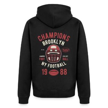 Champions Brooklyn Football - Unisex Premium Bio Zip Hoodie - Schwarz - Hinten - Nico (187cm)