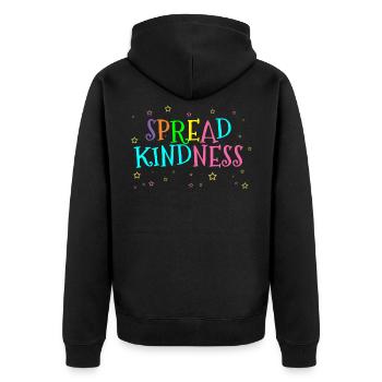 Freundlichkeit - Unisex Premium Bio Zip Hoodie - Schwarz - Hinten - Nico (187cm)
