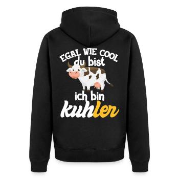 Geschenk für Milchbauer ich bin kuhler Kuh Milch - Unisex Premium Bio Zip Hoodie - Schwarz - Hinten - Nico (187cm)