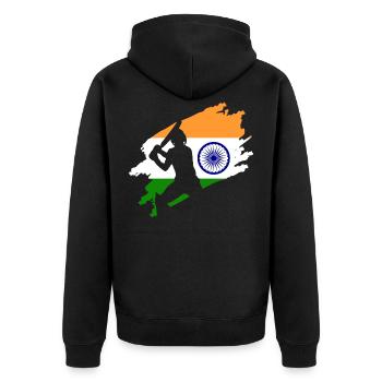 Cricket Patriotic Indian India Sport - Unisex Premium Organic Zip Hoodie - black - Back - Nico (187cm)