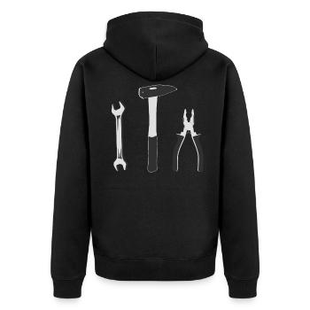 Handwerker Werkzeug Mann Frau Kind - Unisex Premium Bio Zip Hoodie - Schwarz - Hinten - Nico (187cm)