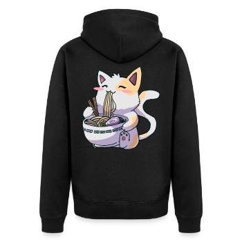 Anime Ramen Kawaii japanische Nudeln - Unisex Premium Bio Zip Hoodie - Schwarz - Hinten - Nico (187cm)