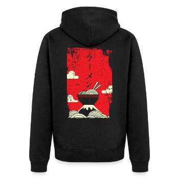 Ramen-Nudeln japanische Kunst - Unisex Premium Bio Zip Hoodie - Schwarz - Hinten - Nico (187cm)