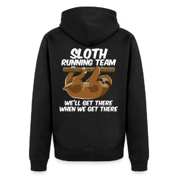 Sloth Running - Unisex Premium Organic Zip Hoodie - black - Back - Nico (187cm)