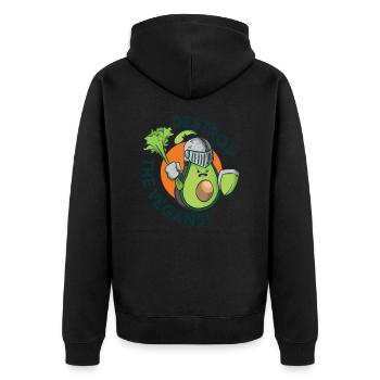Destroy The Vegans. - Unisex Premium Organic Zip Hoodie - black - Back - Nico (187cm)