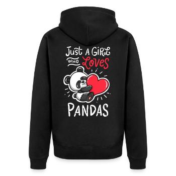 Panda - Unisex Premium Bio Zip Hoodie - Schwarz - Hinten - Nico (187cm)