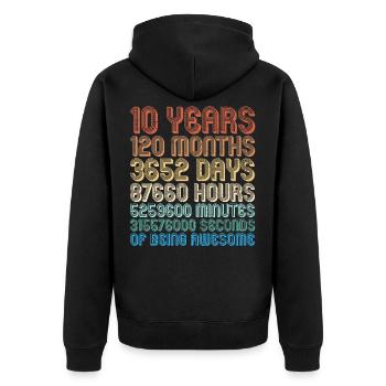 10th birthday - Unisex Premium Organic Zip Hoodie - black - Back - Nico (187cm)