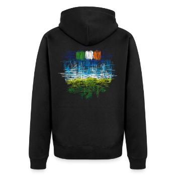 Irland Landschaft - Unisex Premium Bio Zip Hoodie - Schwarz - Hinten - Nico (187cm)