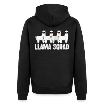 Lama - Unisex Premium Bio Zip Hoodie - Schwarz - Hinten - Nico (187cm)