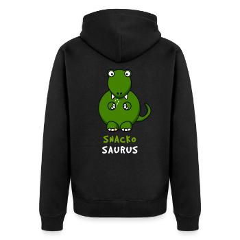 Snackosaurus mit Süßigkeiten T-Rex Dinosaurier - Unisex Premium Bio Zip Hoodie - Schwarz - Hinten - Nico (187cm)