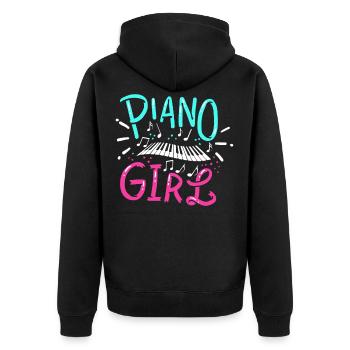 Klavier - Unisex Premium Bio Zip Hoodie - Schwarz - Hinten - Nico (187cm)