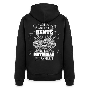 Rentner Biker Motorrad Altersheim Alter Geschenk - Unisex Premium Bio Zip Hoodie - Schwarz - Hinten - Nico (187cm)