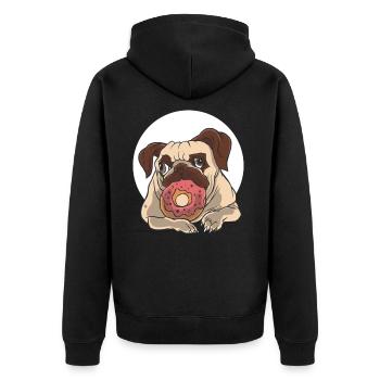 Pug and donut - Unisex Premium Organic Zip Hoodie - black - Back - Nico (187cm)