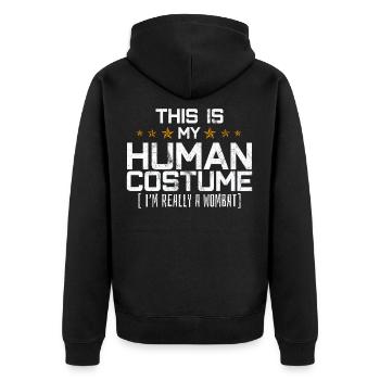 Wombat - Unisex Premium Bio Zip Hoodie - Schwarz - Hinten - Nico (187cm)