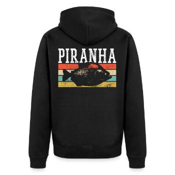 Piranha - Unisex Premium Organic Zip Hoodie - black - Back - Nico (187cm)
