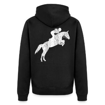 show jumping - Unisex Premium Organic Zip Hoodie - black - Back - Nico (187cm)