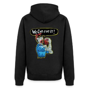 we can eat it - Unisex Premium Bio Zip Hoodie - Schwarz - Hinten - Nico (187cm)