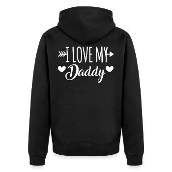 I Love You Daddy T-Shirt Geschenk Vatertag Papa - Unisex Premium Bio Zip Hoodie - Schwarz - Hinten - Nico (187cm)