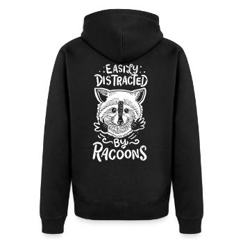 racoon - Unisex Premium Organic Zip Hoodie - black - Back - Nico (187cm)