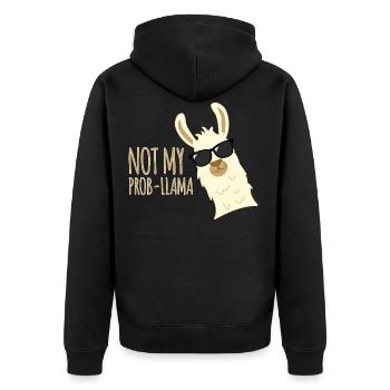 Prob-Llama Llama Lama Funny Cartoon - Unisex Premium Organic Zip Hoodie - black - Back - Nico (187cm)