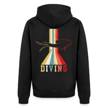 Diver - Unisex Premium Organic Zip Hoodie - black - Back - Nico (187cm)