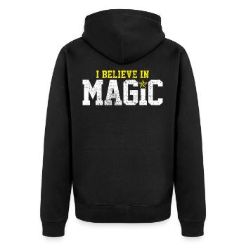 Zauber - Unisex Premium Bio Zip Hoodie - Schwarz - Hinten - Nico (187cm)