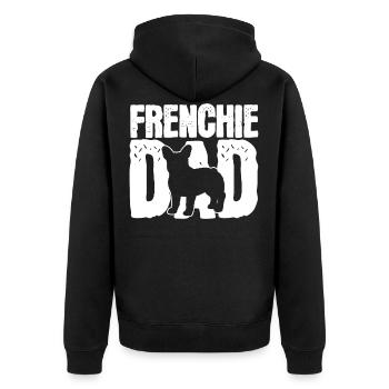 Französische Bulldogge - Unisex Premium Bio Zip Hoodie - Schwarz - Hinten - Nico (187cm)