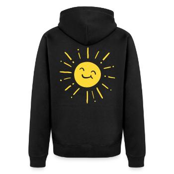 Sonne Sonnenschein - Unisex Premium Bio Zip Hoodie - Schwarz - Hinten - Nico (187cm)